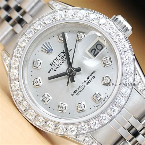 lady rolex vintage diamond bezel white gold|ladies diamond Rolex watch price.